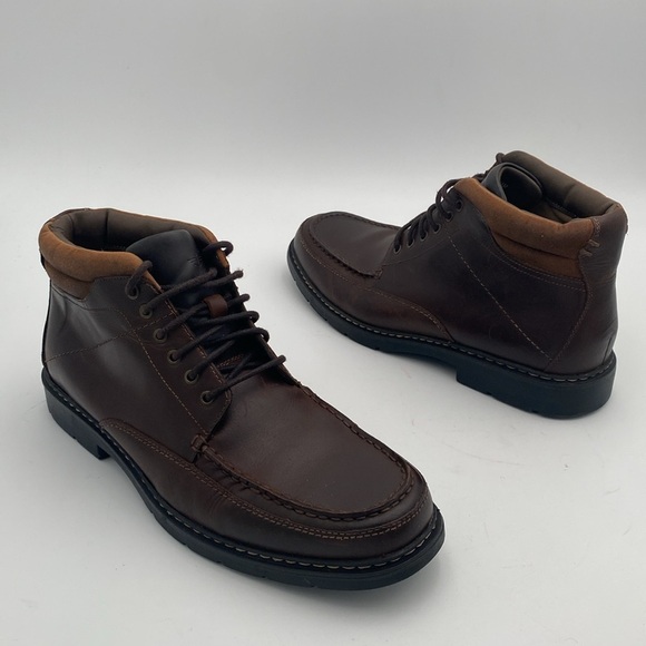 Dockers Dark Brown Leather Ankle Boots mens 11 office casual grandpa Y2K Work - Picture 2 of 13